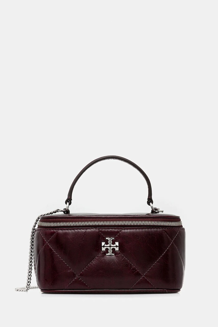 Kožená kabelka Tory Burch Kira Diamond bordová farba, 174394-500