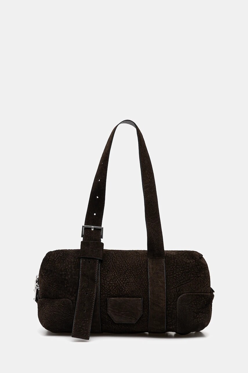 Semišová kabelka AllSaints hnedá farba, W617XD