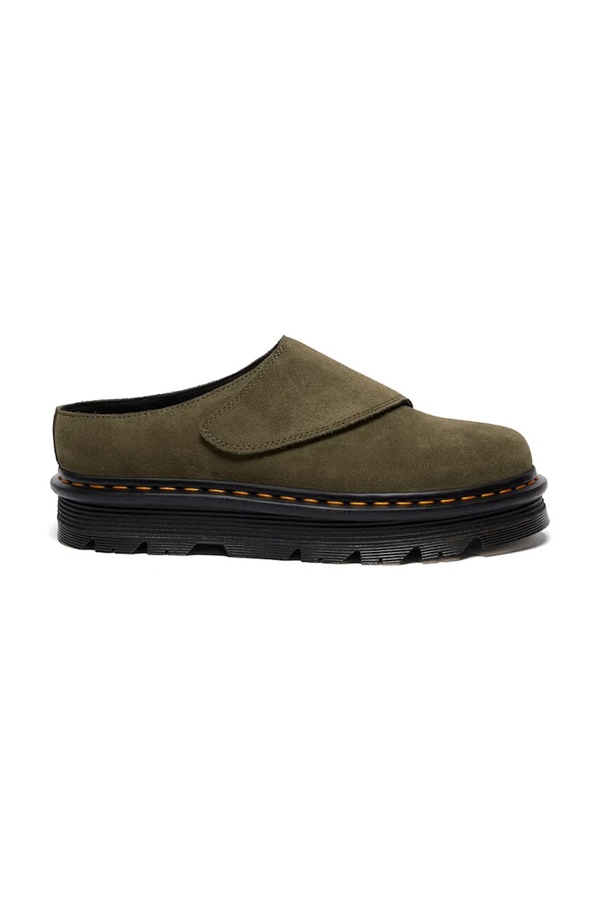 Semišové šľapky Dr. Martens ZebZag AnyWair Mule zelená farba, DM41730300