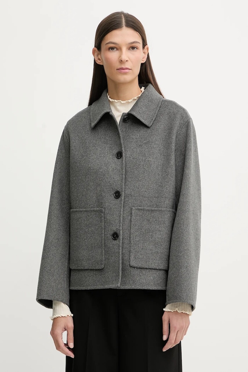 Bunda s prímesou vlny Marc O'Polo šedá farba, prechodná, 600024370009