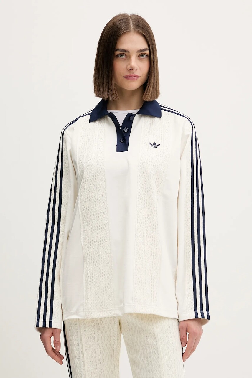 Tričko s dlhým rukávom adidas Originals béžová farba, KR7651