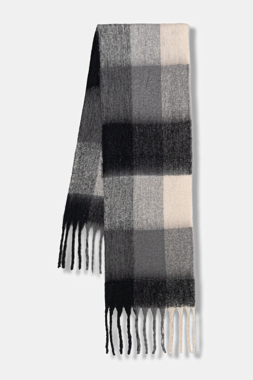 Šál Sisley šedá farba, vzorovaný, 6P1AWU02C