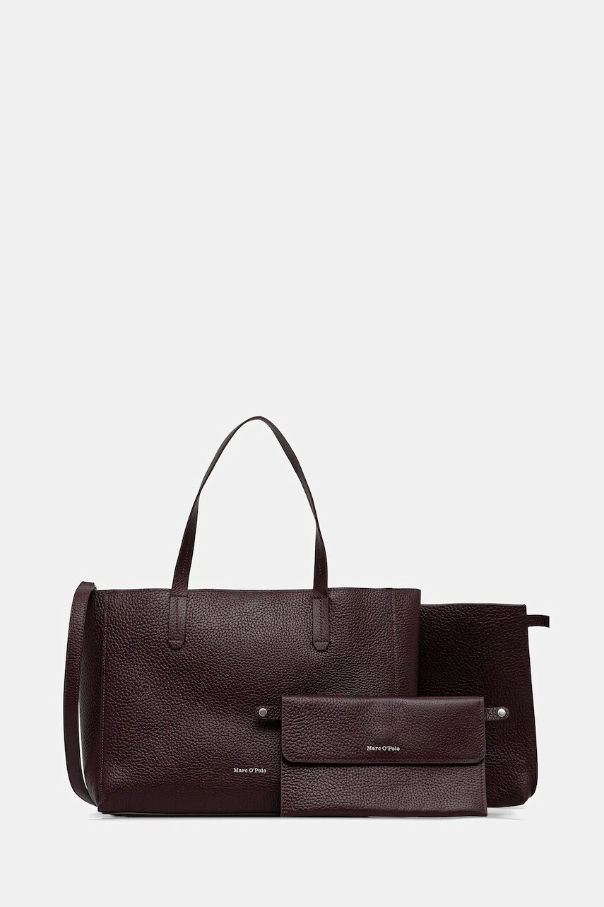 Kožená kabelka Marc O'Polo bordová farba, 5000007742