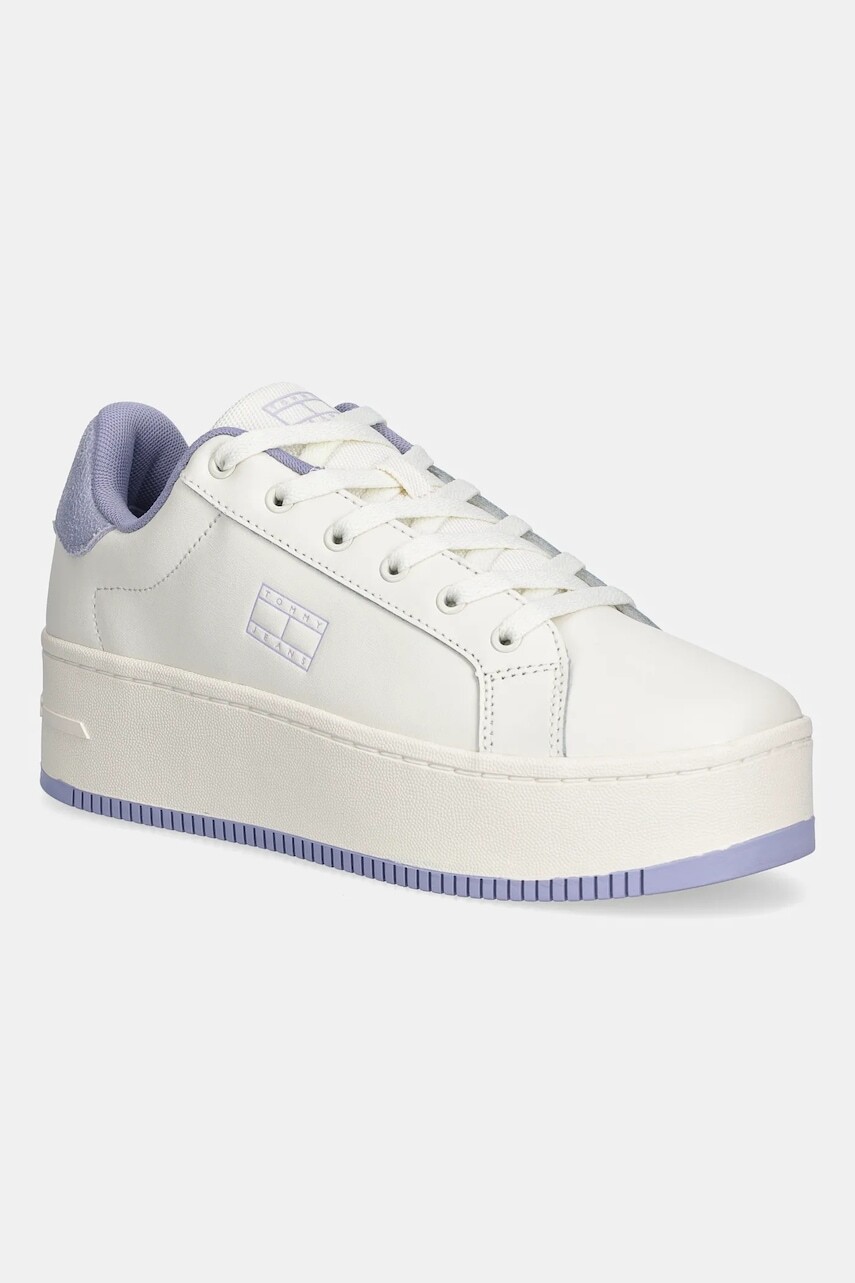 Kožené tenisky Tommy Jeans TJW FLATFORM ESS MU biela farba, EN0EN02918
