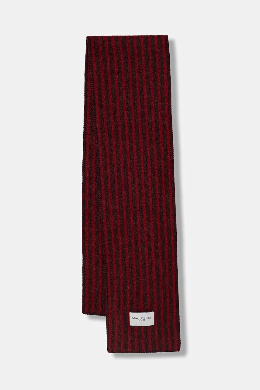 Šál s prímesou vlny Marc O'Polo bordová farba, vzorovaný, 5000007558