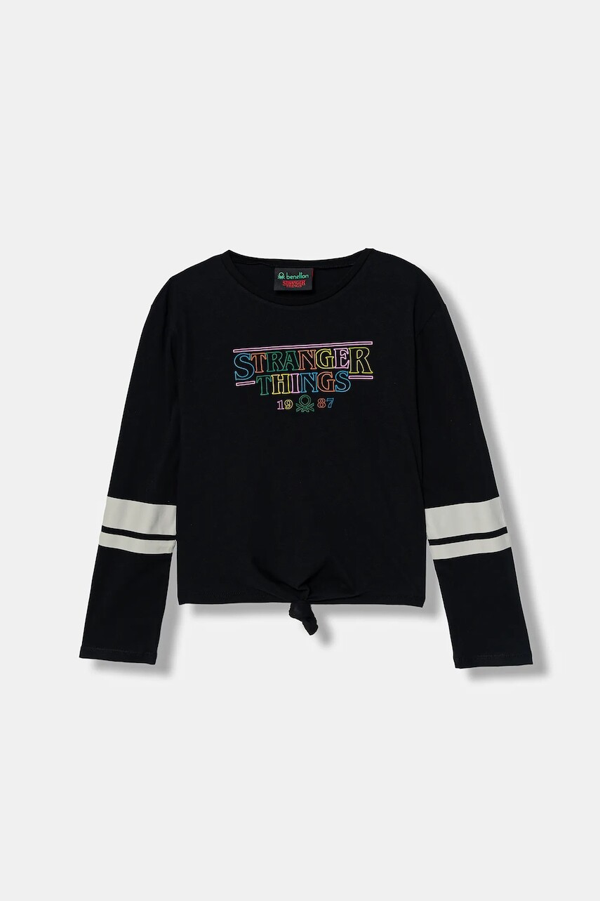 Detská bavlnená košeľa s dlhým rukávom United Colors of Benetton čierna farba, 36UVC10R1