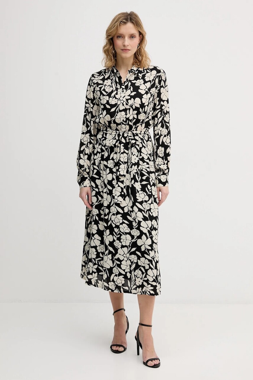 Šaty United Colors of Benetton béžová farba, midi, áčkový strih, 40IGDV0C1