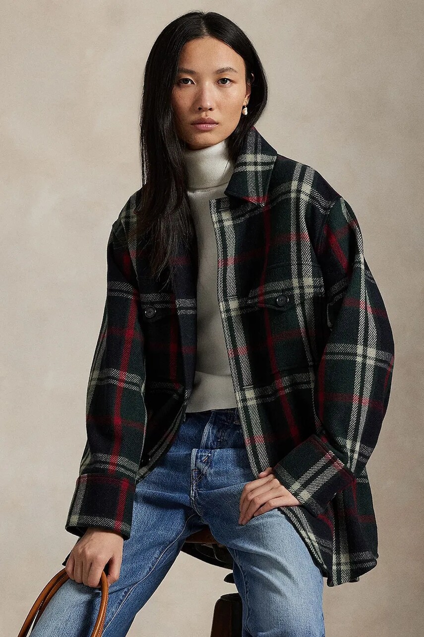 Košeľa s prímesou vlny Polo Ralph Lauren Woven Sport zelená farba, voľný strih, s klasickým golierom, 211971524