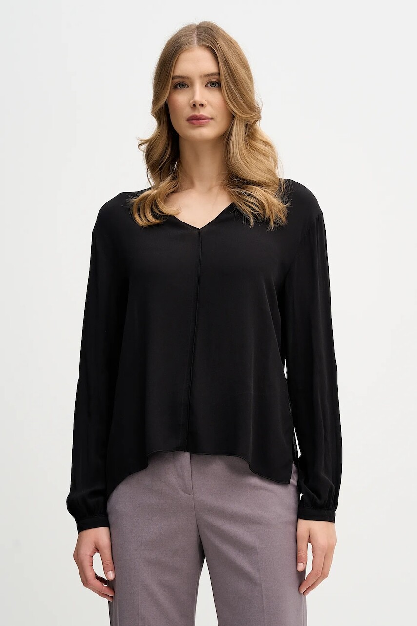 Blúzka Sisley čierna farba, jednofarebná, 5IDTLQ09H