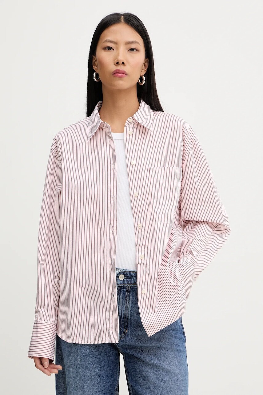 Bavlnená košeľa Marc O'Polo biela farba, voľný strih, s klasickým golierom, 600081342009