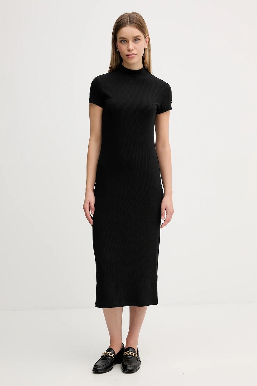 Šaty Tommy Hilfiger čierna farba, maxi, rovný strih, WW0WW47860