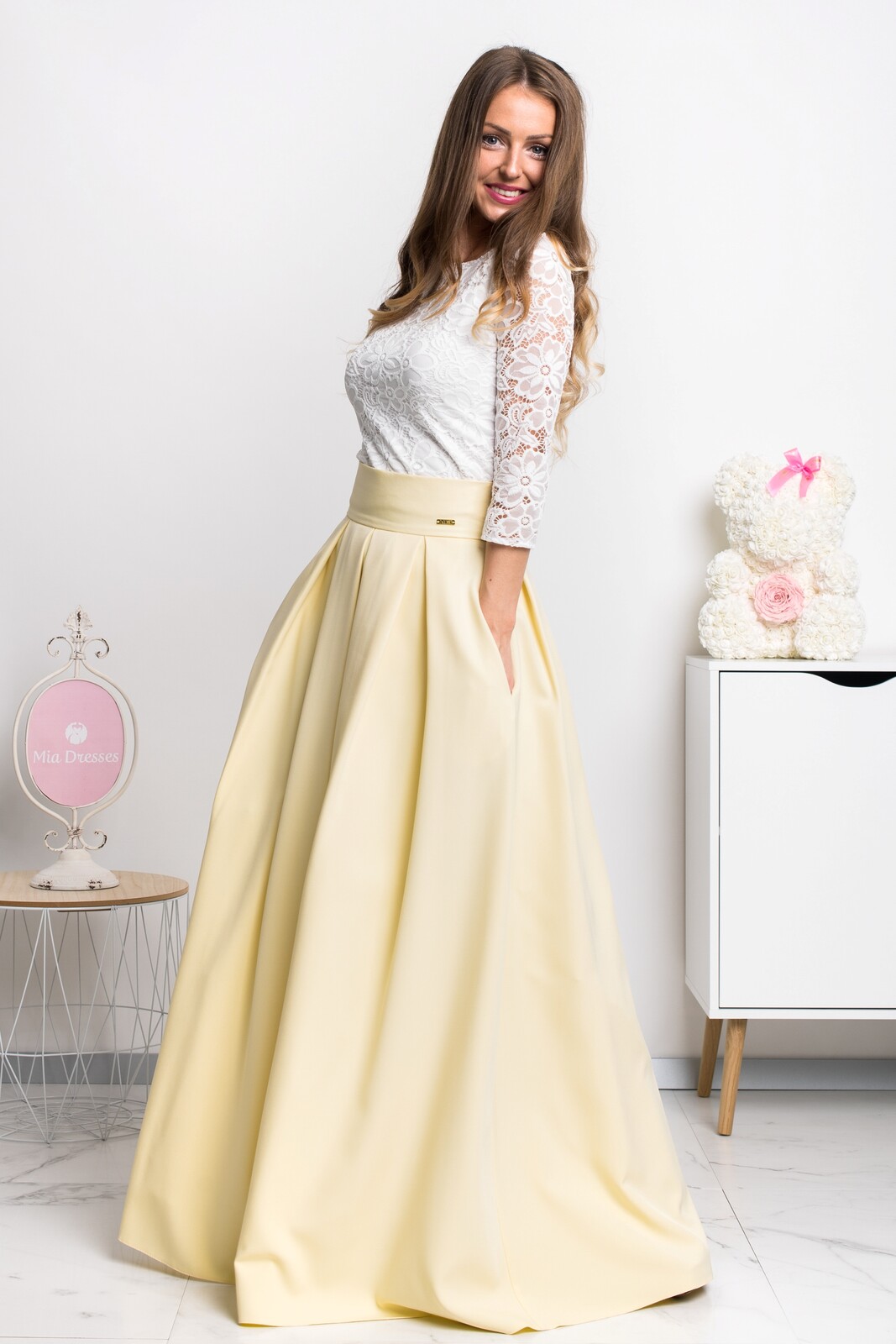 Parisse Žltá dlhá sukňa Veľkosť: XS