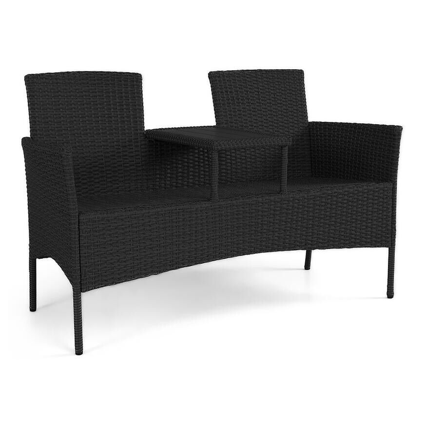 Technoratanová lavica pre dve osoby Hugo čierna