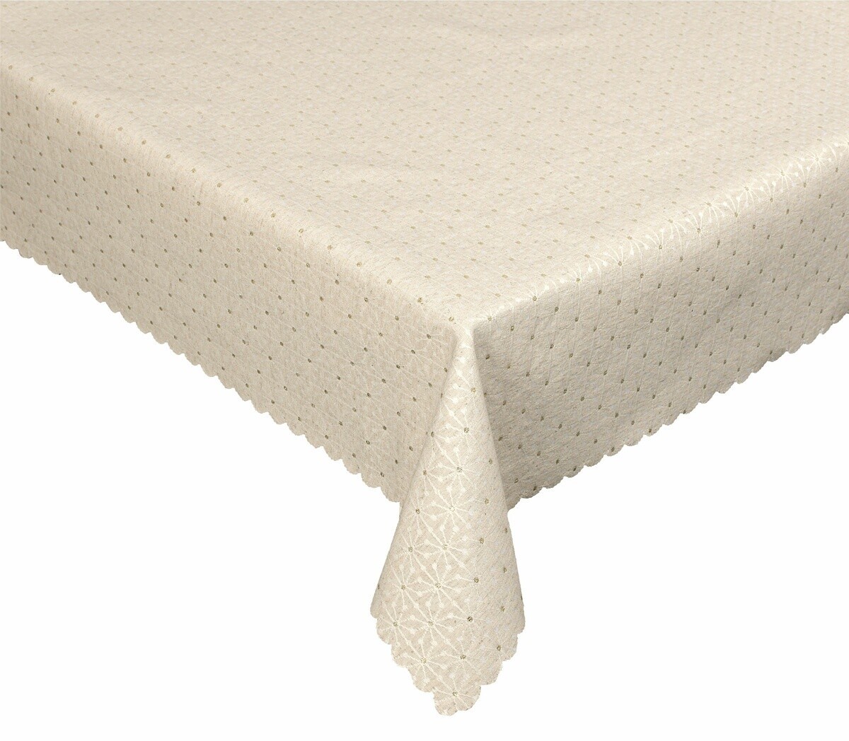 Obrus gobelinový vianočný, Malé vločky a zlaté bodky, béžový