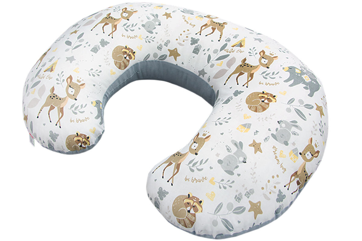 Dojčiace vankúš Lesné zvieratká - šedá