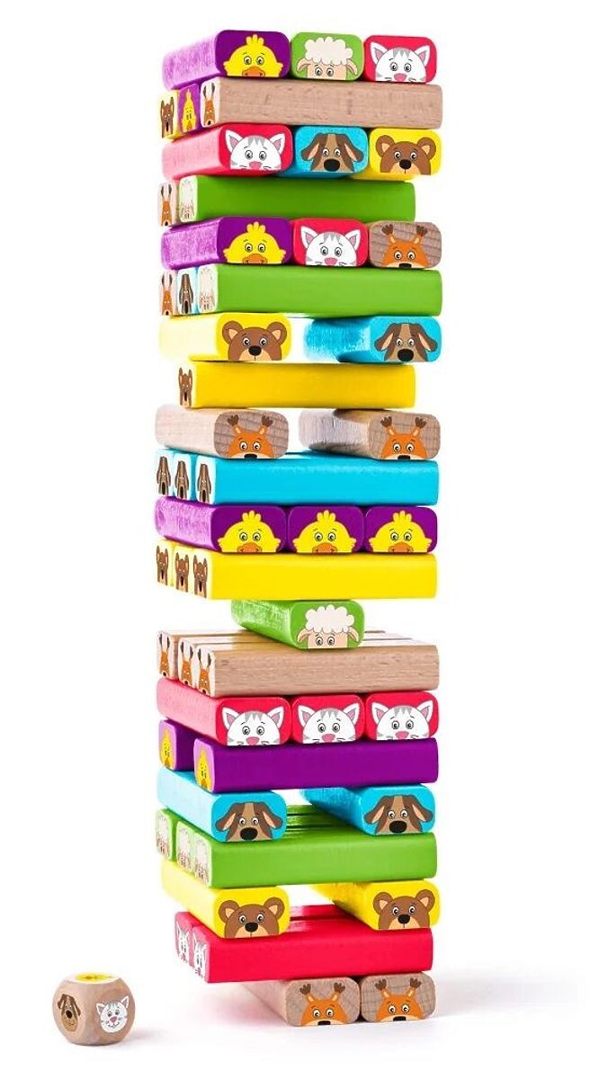 Farebná veža so zvieratkami - zručnostná hra