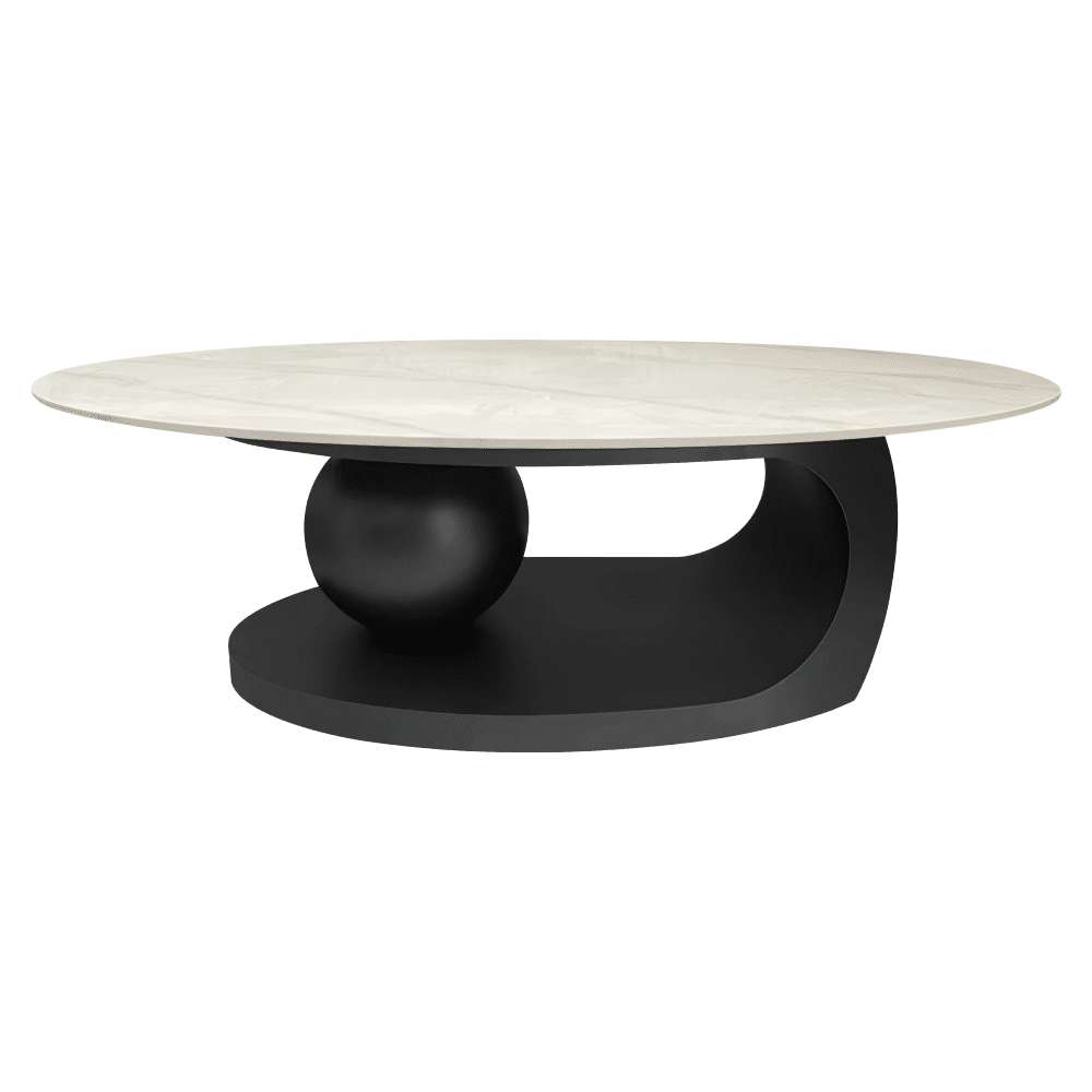 Konferenčný stolík, imitácia mramoru/čierna, AXEN