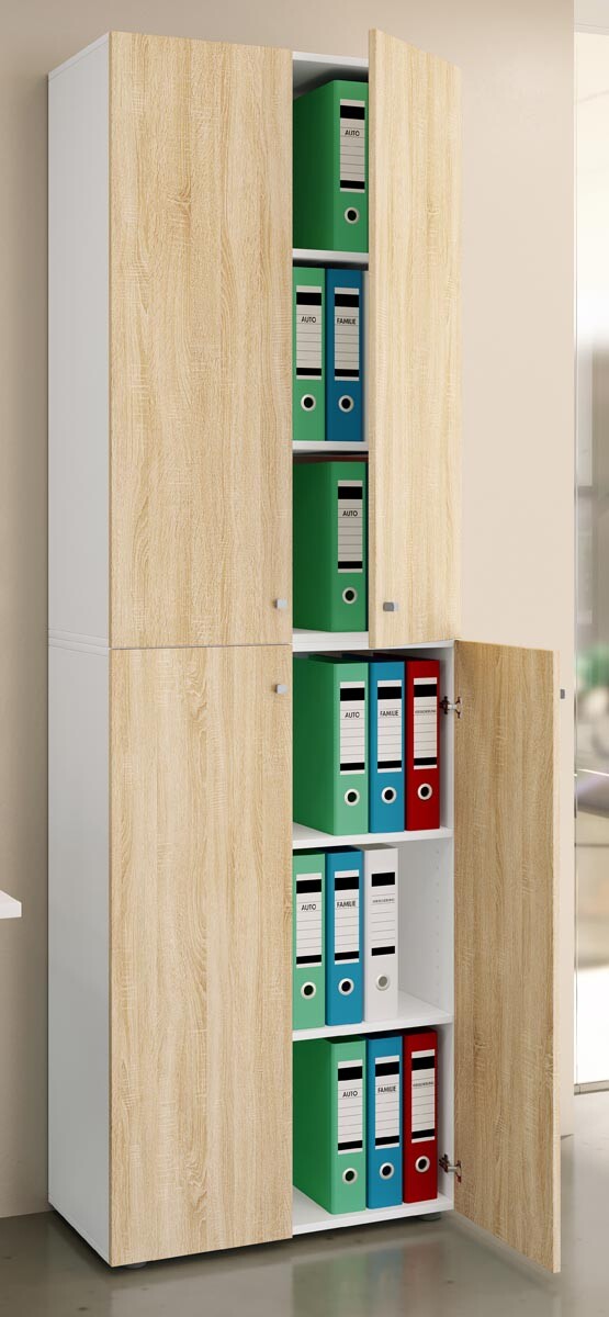 Kancelárska skriňa Lona 2XL s otočnými dverami, biela