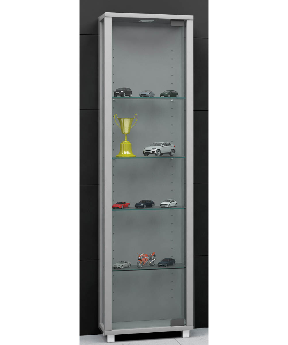 Vitrína Edana Mini s osvetlením LED, strieborná