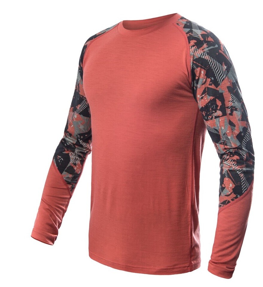 SENSOR MERINO IMPRESS pánske tričko dl.rukáv terracotta/rush Veľkosť: M 8592837094625