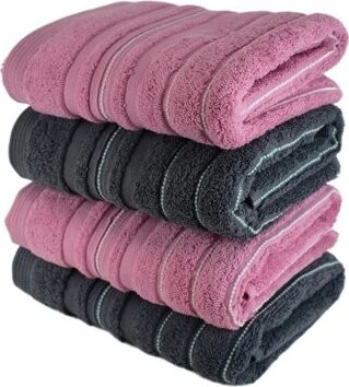 DOMMIO Stripes Súprava froté uterákov 50 × 90 cm 2 ks ružové, 2 ks sivé