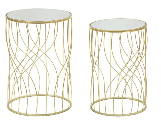 Sada 2 ks odkládacích stolků Ligne zlatá