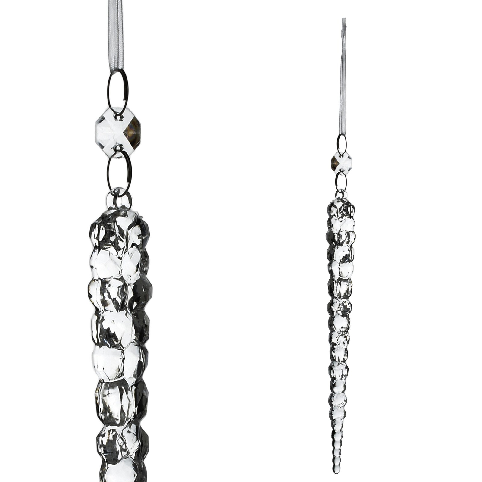 Vánoční ozdoba SANTA LILA Rampouch 20 cm průhledná