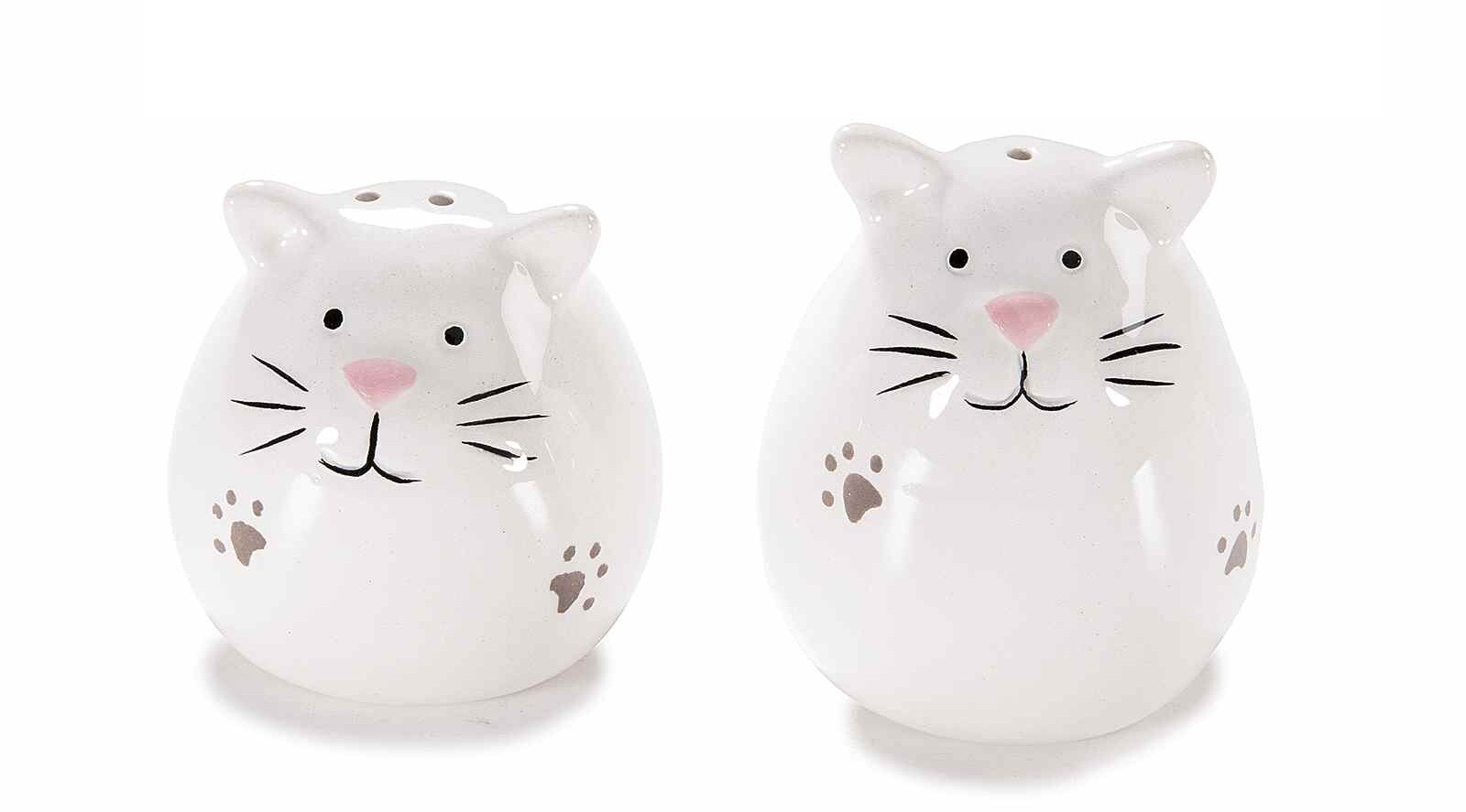 Soľnička a korenička dve mačky - keramická sada