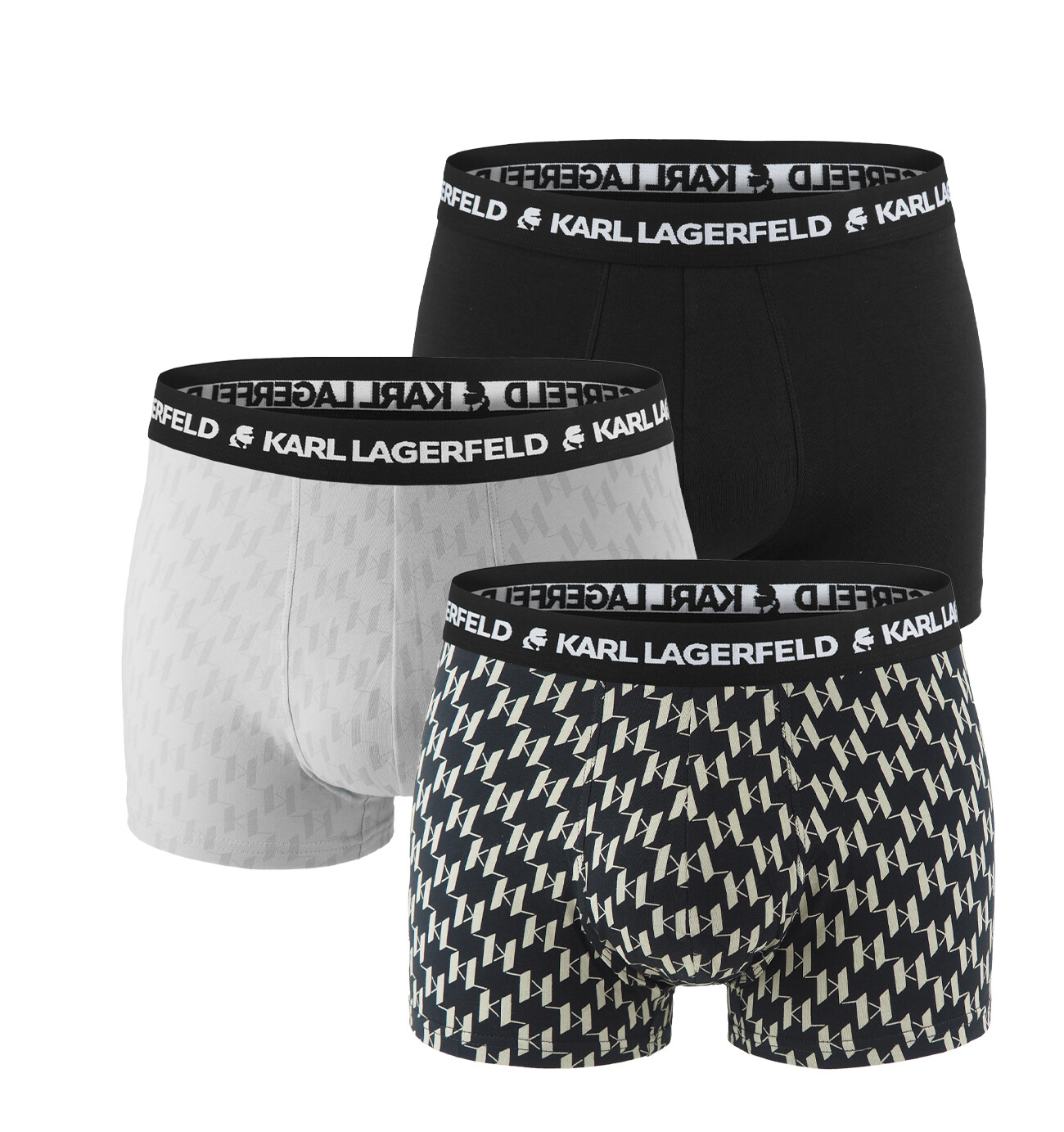 KARL LAGERFELD - boxerky 3PACK organic cotton LAGERFELD monogram logo black & gray color