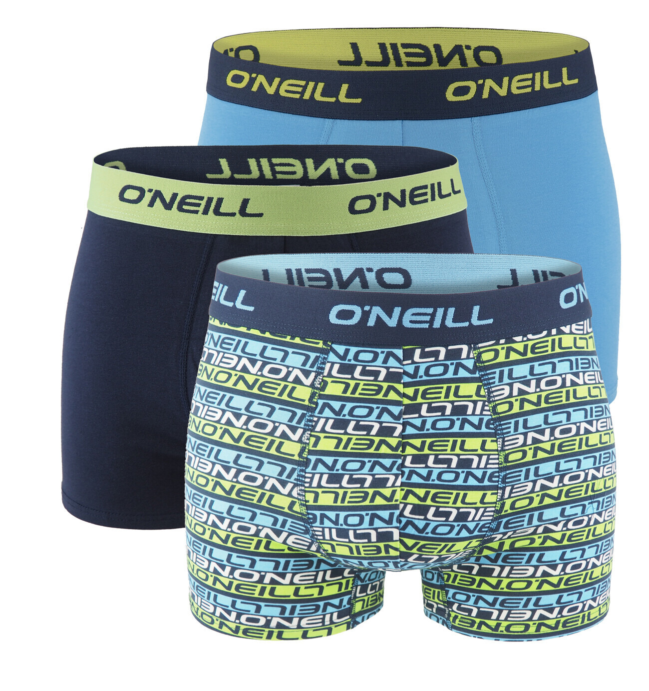 O'NEILL - boxerky 3PACK cotton stretch graphic logo & alaskan blue combo