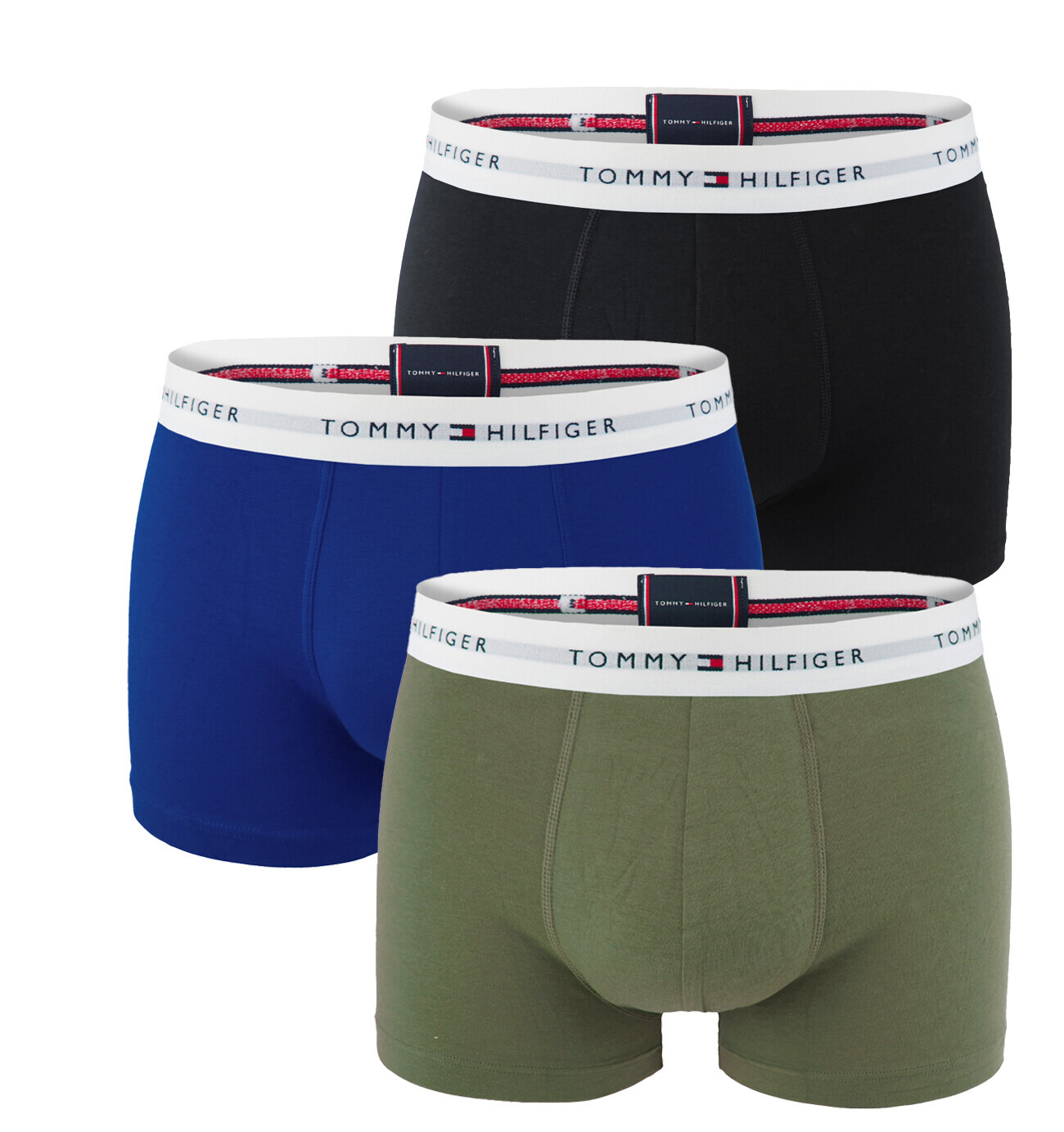 TOMMY HILFIGER - boxerky 3PACK signature cotton essentials olive & blue tones