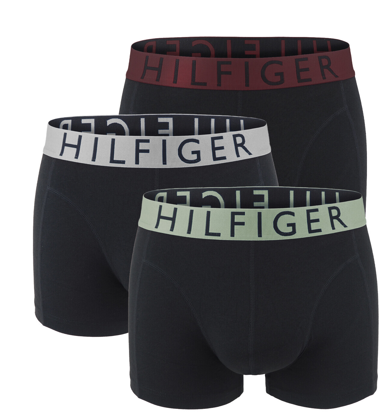 TOMMY HILFIGER - boxerky 3PACK HILFIGER eco cotton stretch black / bold logo waist