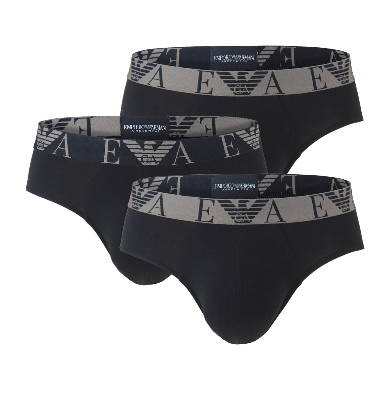 EMPORIO ARMANI - slipy 3PACK stretch cotton fashion nero & nero colore - limited edition
