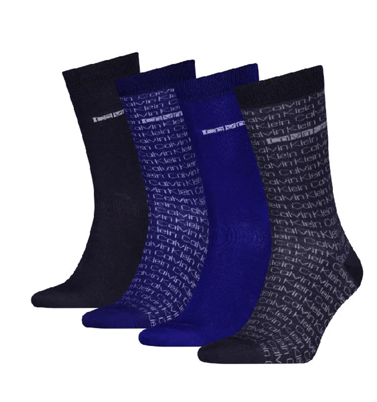 CALVIN KLEIN - ponožky 4PACK core logo cotton in blue tones v darčekovom balení