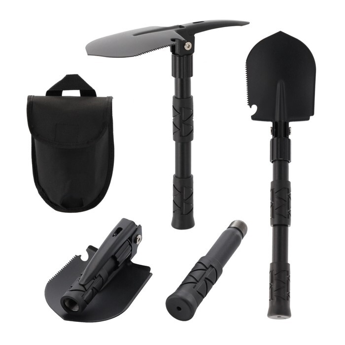 KONDELA Turan Typ 2 multifunkčná skladacia lopata 5v1 čierna