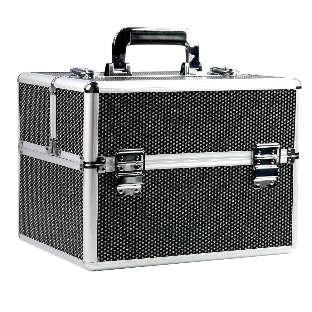 Kozmetický kufrík SENSE - glitter, čierný