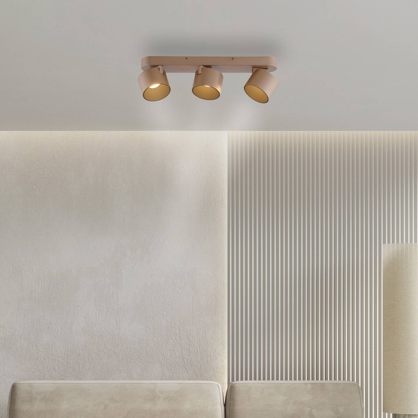 PURE LED stropné bodové svetlá Cup, bronzová farba, 56 cm, kov, 3-pl.