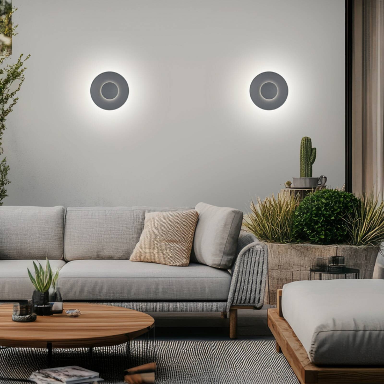 Helestra LED vonkajšie nástenné svietidlo BUD 44, nie je stmievateľné, sivá,