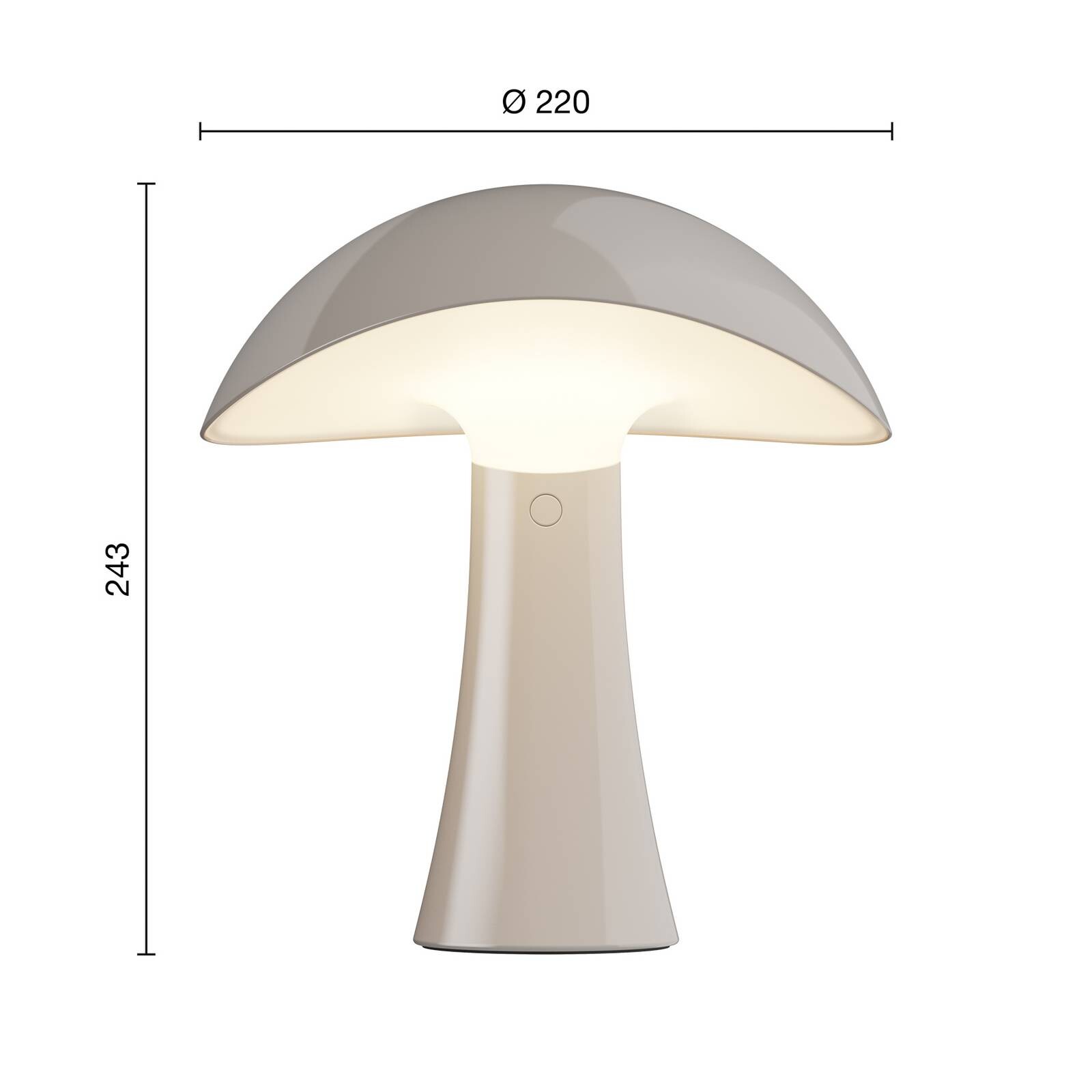 Louis Poulsen LED stolná lampa Rumee 220, sivá, IP44