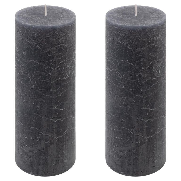 Antracit parafínová sviečka rustikálna 20 cm, 90 h, sada 2ks
