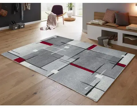 Koberec Thales 80x140 cm, šedo-červený%