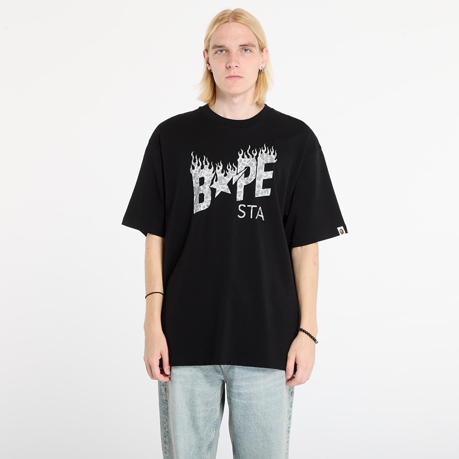 Tričko A BATHING APE Wild Leopard Pattern Bape Sta Logo Relaxed Fit Tee Black M