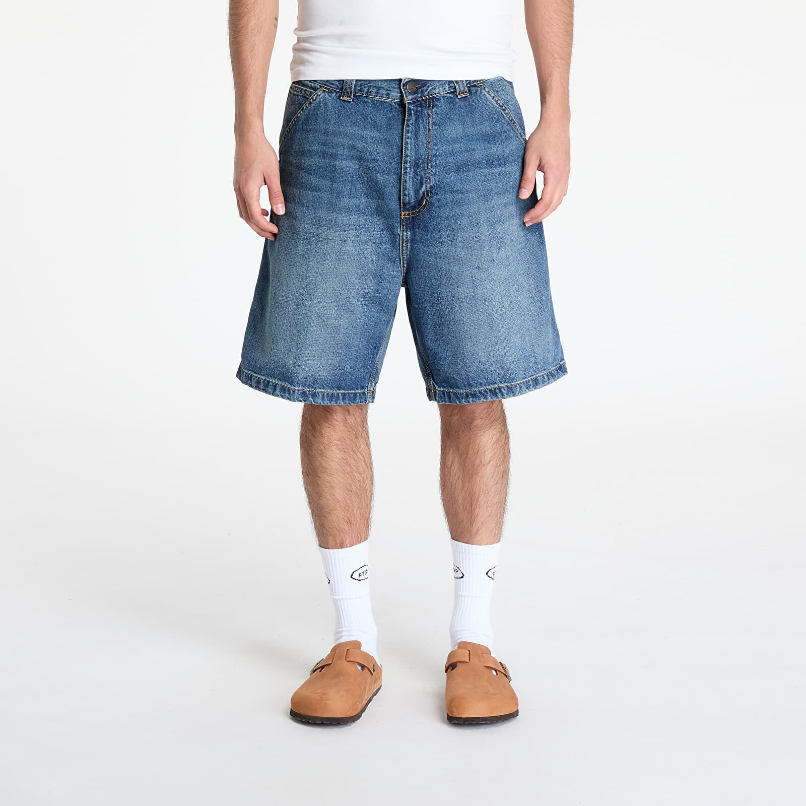 Šortky Carhartt WIP OG Single Knee Short Blue Dark Used Wash S