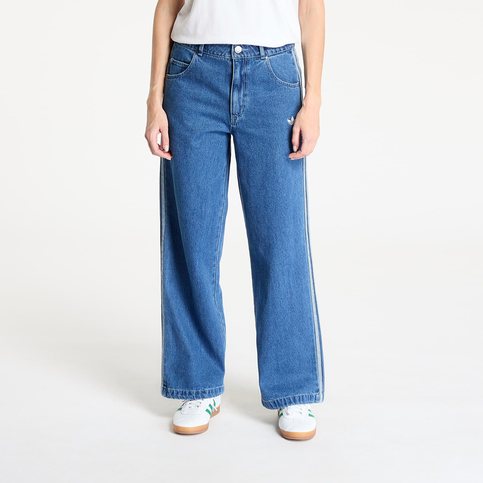 Džínsy adidas Adicolor Denim 3 Stripes Track Pants Indigo Denim 30/32