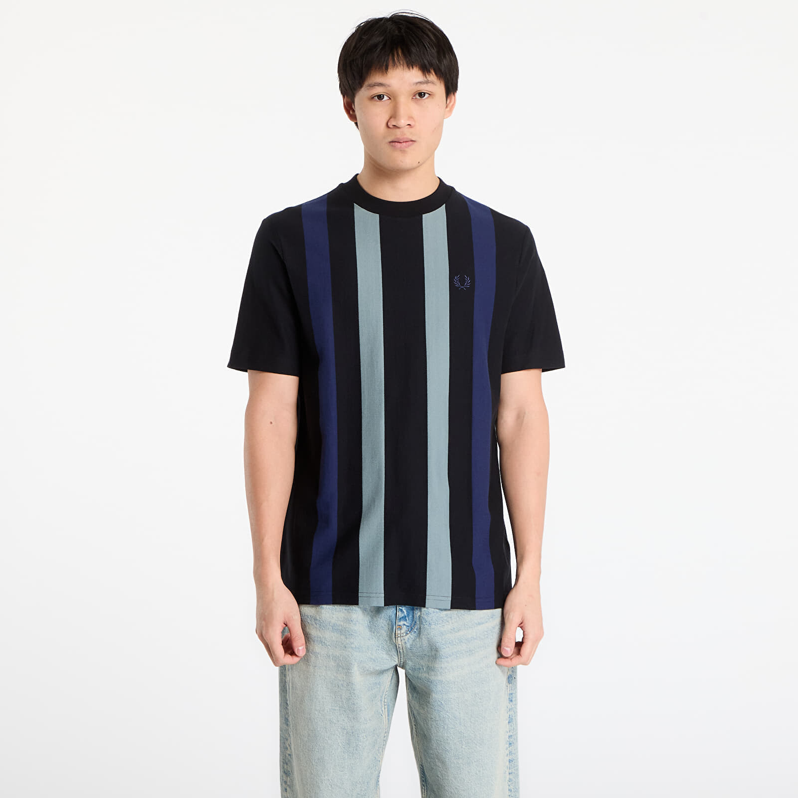 Tričko FRED PERRY Vertical Stripe T-Shirt Black XL