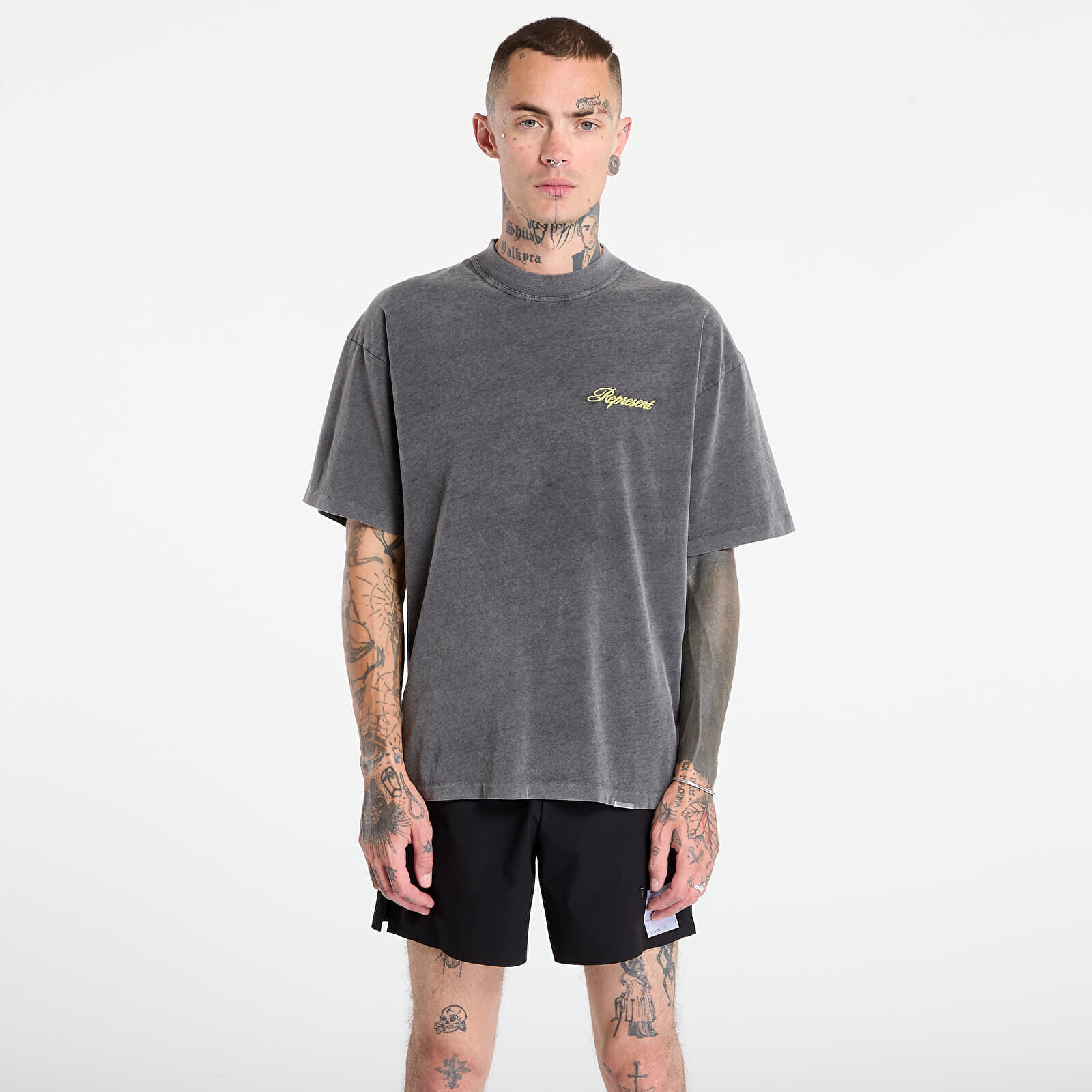 Tričko REPRESENT Script Logo T-Shirt Vintage Grey M