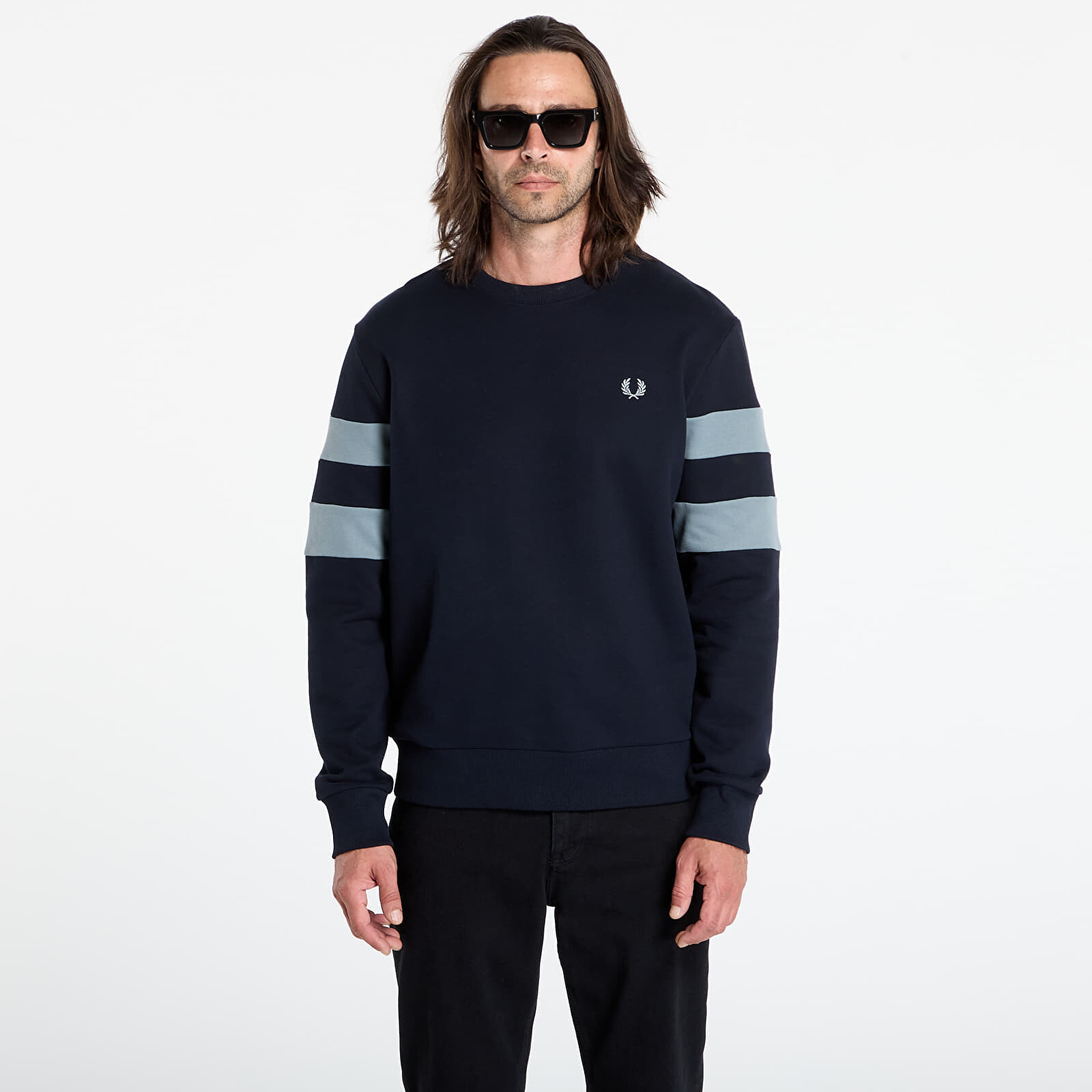 Mikina FRED PERRY Peached Tipped Sleeve Sweatshirt Navy M