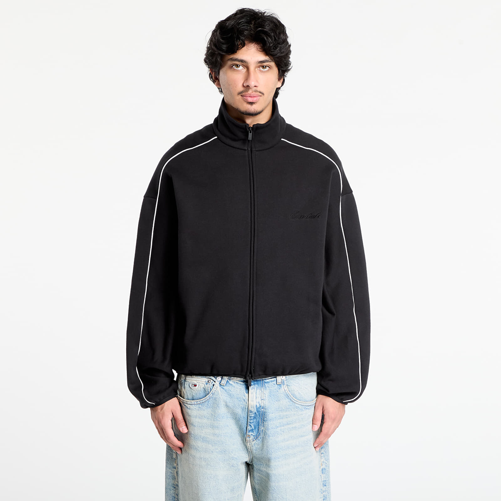 Mikina Fear of God Essentials Modern Track Jacket Jet Black/ Cloud White XL