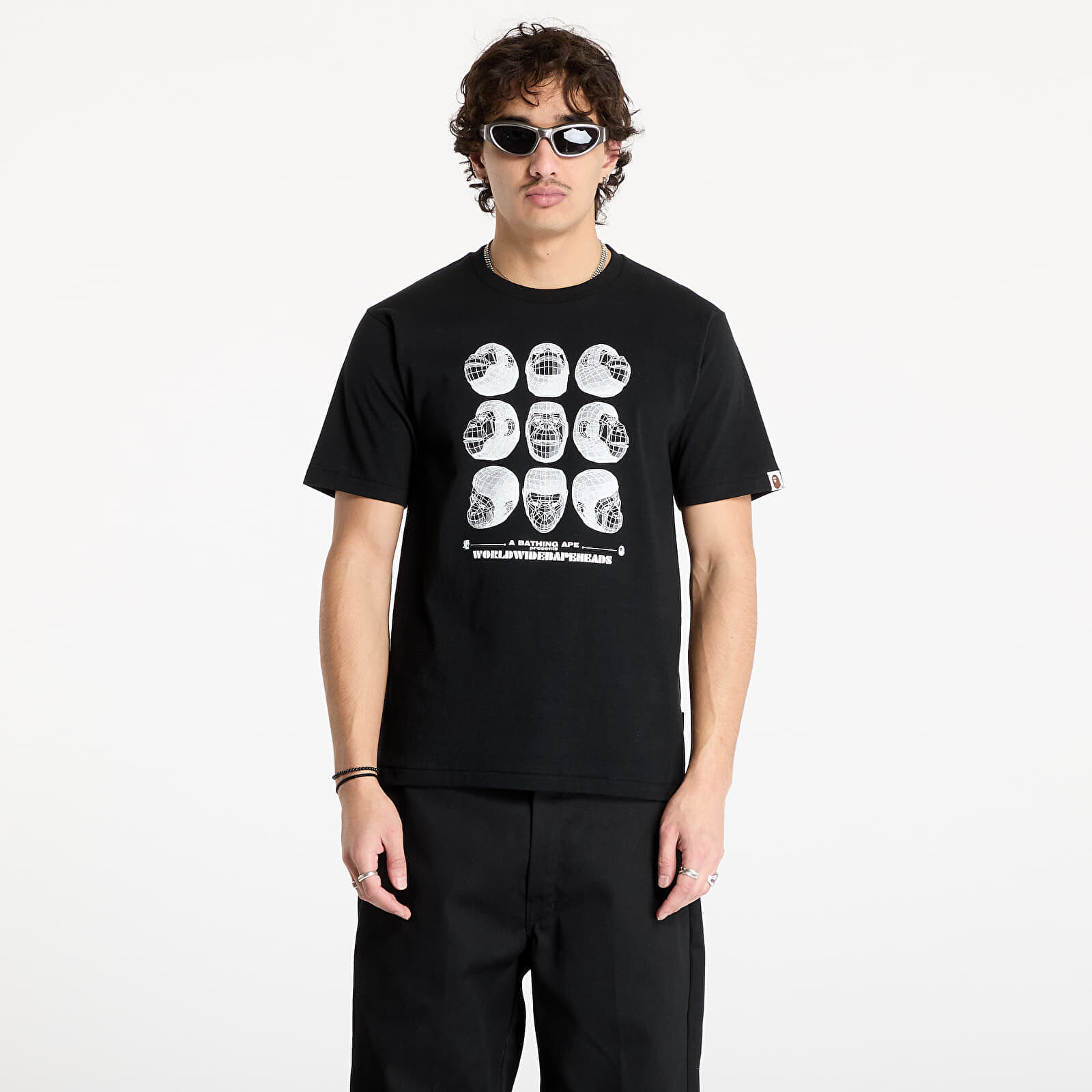 Tričko A BATHING APE Polygon Ape Head UNISEX Tee Black L