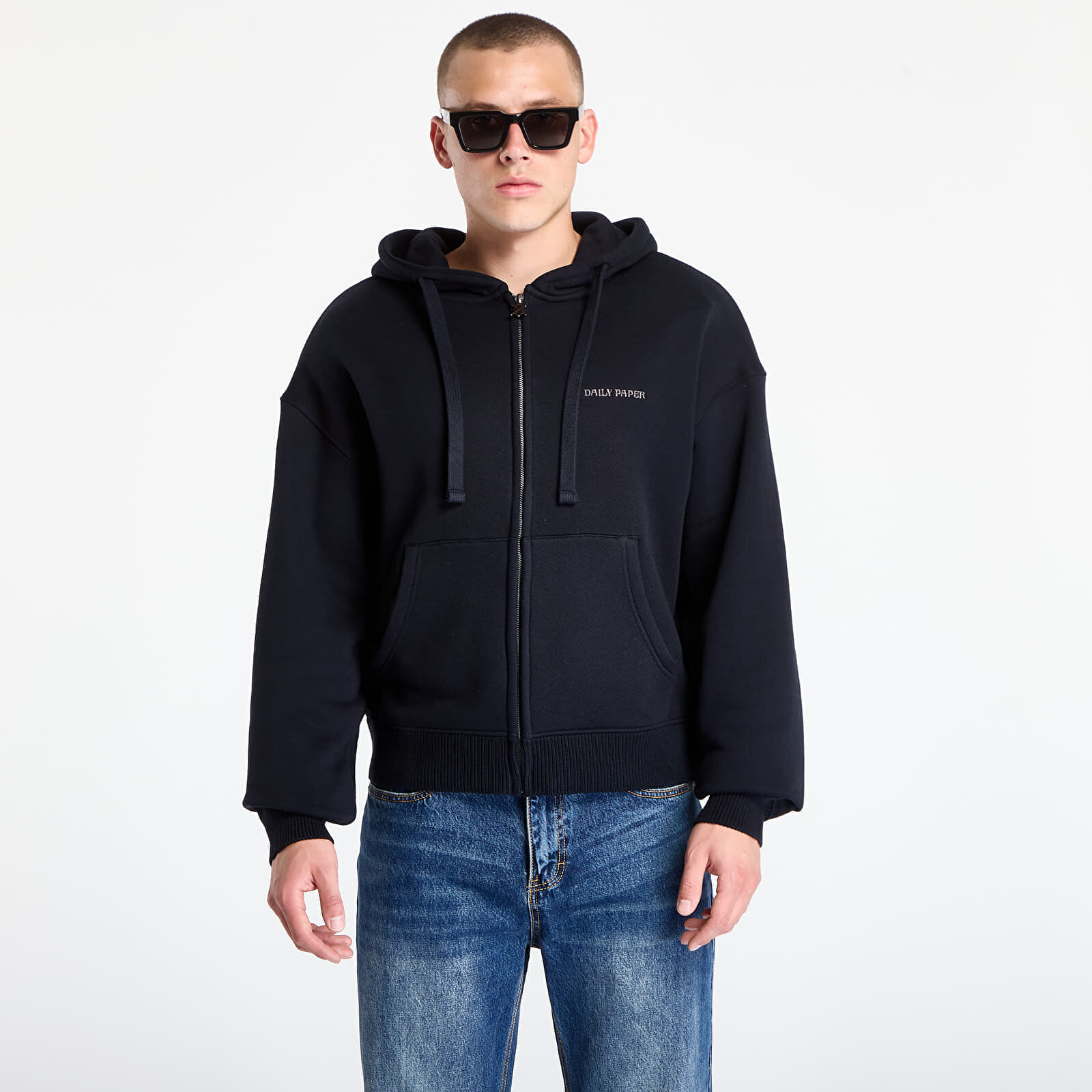 Mikina Daily Paper Boxy Zip Up Hoodie Black M